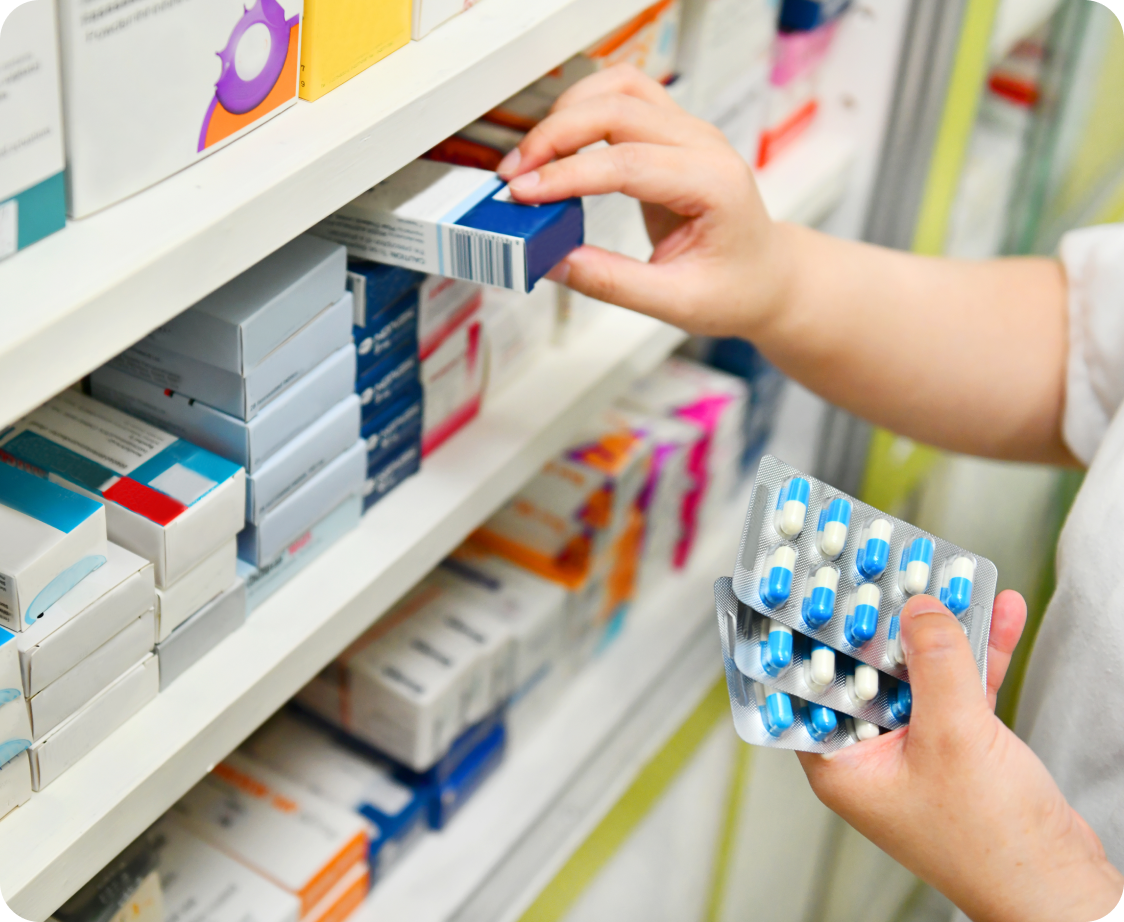 Medicine being stocked up in a compounding pharmacy.