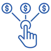 Hand pointing to branching options with three circles.