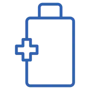 Battery with a plus sign symbolizing power or charging.